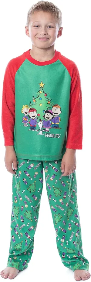 INTIMO Peanuts Boys' Christmas Holiday Season Sing Along Sleep Pajama Set