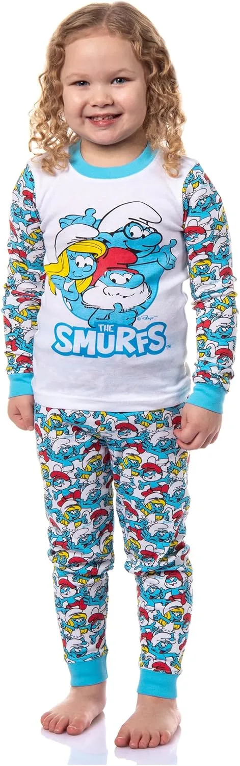 INTIMO The Smurfs Toddler Kids Smurfette Papa Smurf Brainy Smurf 2 Piece Long Sleeve Pajama Set