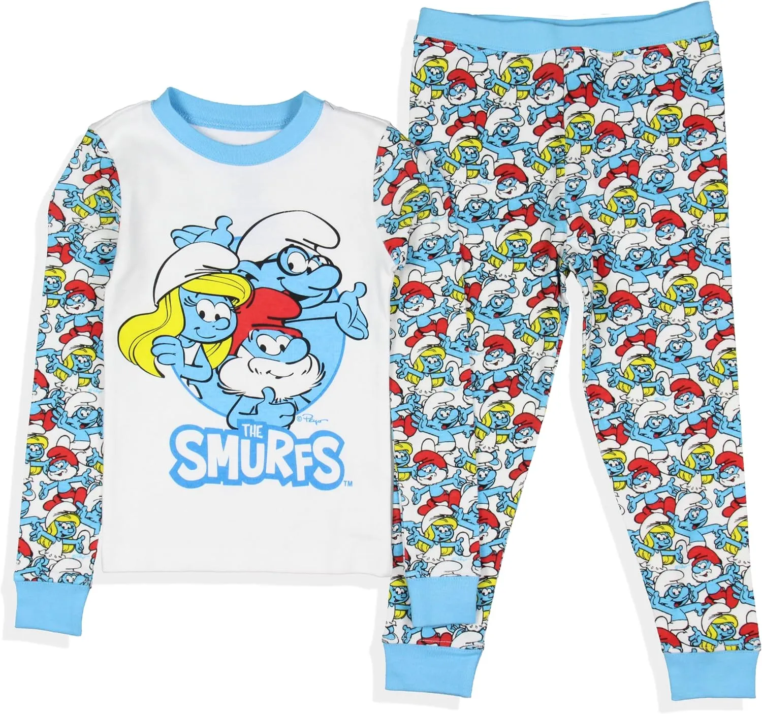 INTIMO The Smurfs Toddler Kids Smurfette Papa Smurf Brainy Smurf 2 Piece Long Sleeve Pajama Set