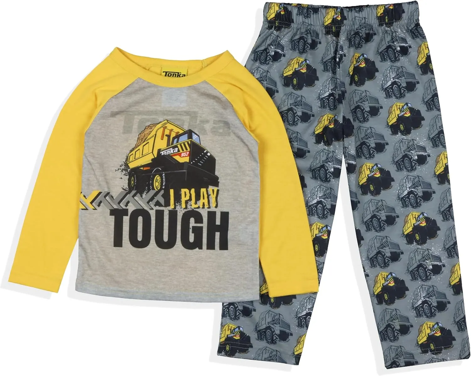 INTIMO Tonka Toddler Boys' Dump Truck I Play Tough 2 Piece Long Sleeve Pajama Set