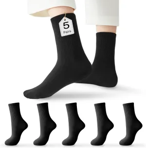 J-BOX Women Breathable Cotton Crew Socks - Cushioned Athletic Socks for Yoga, Running & Casual, 5 Pairs