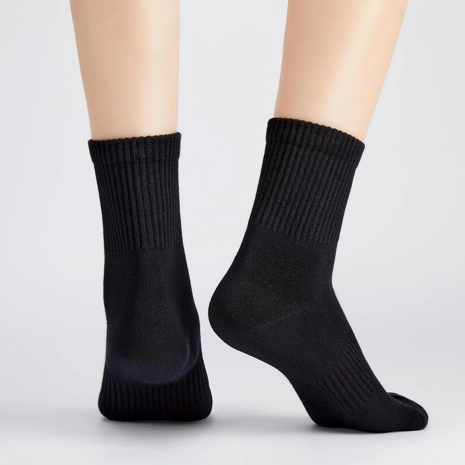 J-BOX Women Breathable Cotton Crew Socks - Cushioned Athletic Socks for Yoga, Running & Casual, 5 Pairs