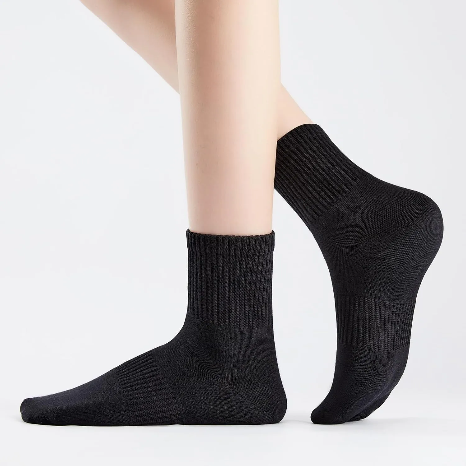 J-BOX Women Breathable Cotton Crew Socks - Cushioned Athletic Socks for Yoga, Running & Casual, 5 Pairs