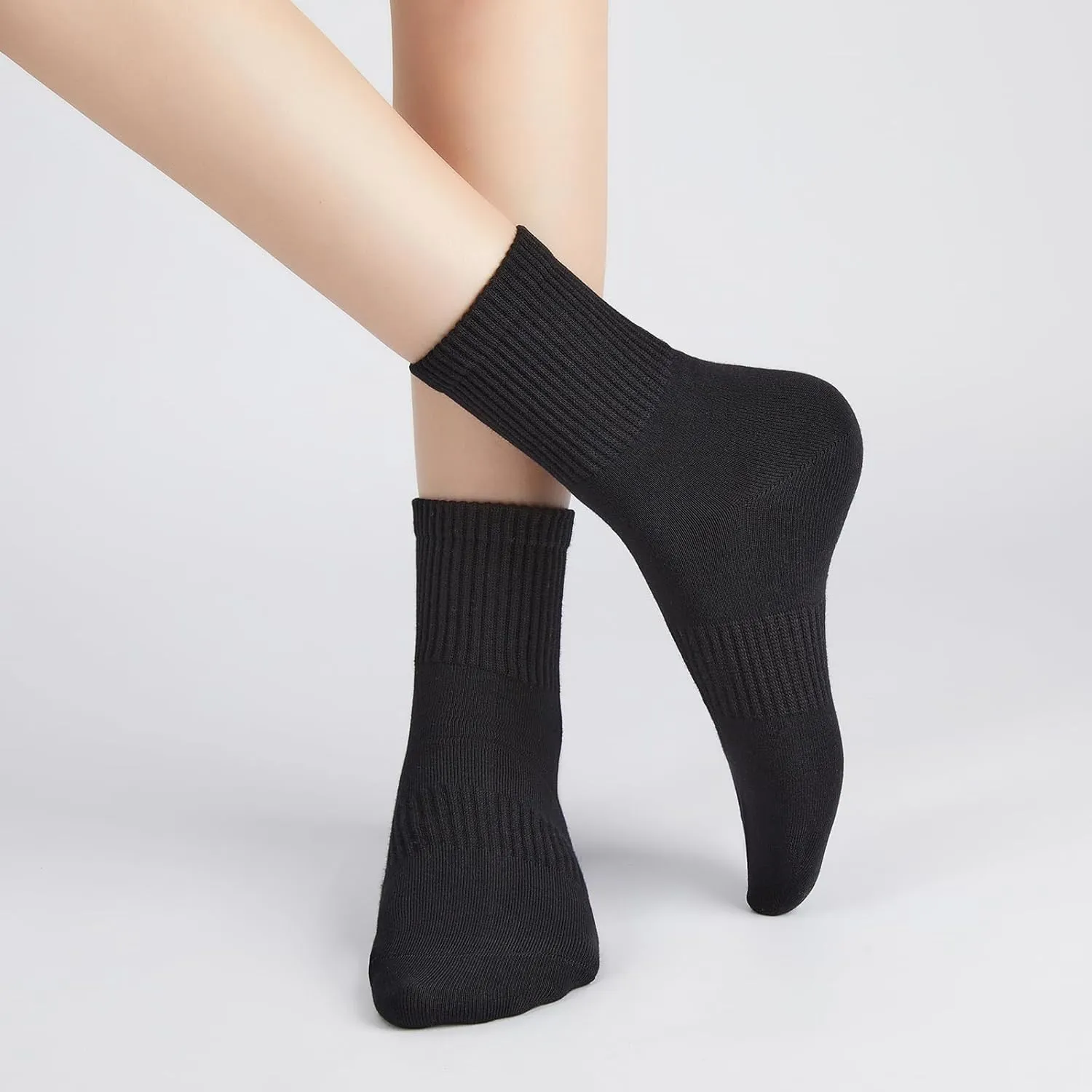 J-BOX Women Breathable Cotton Crew Socks - Cushioned Athletic Socks for Yoga, Running & Casual, 5 Pairs
