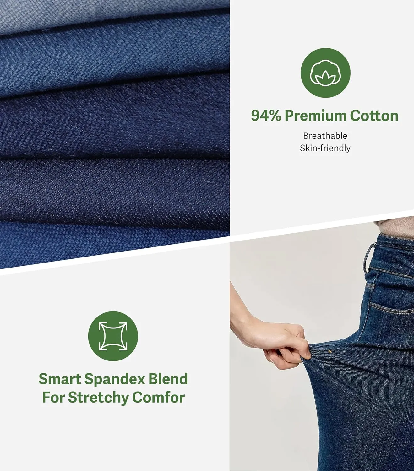 Jeans for Women Cotton Stretch Straight Leg Trouser Soft Casual Curve Appeal Jeans Denim Pant