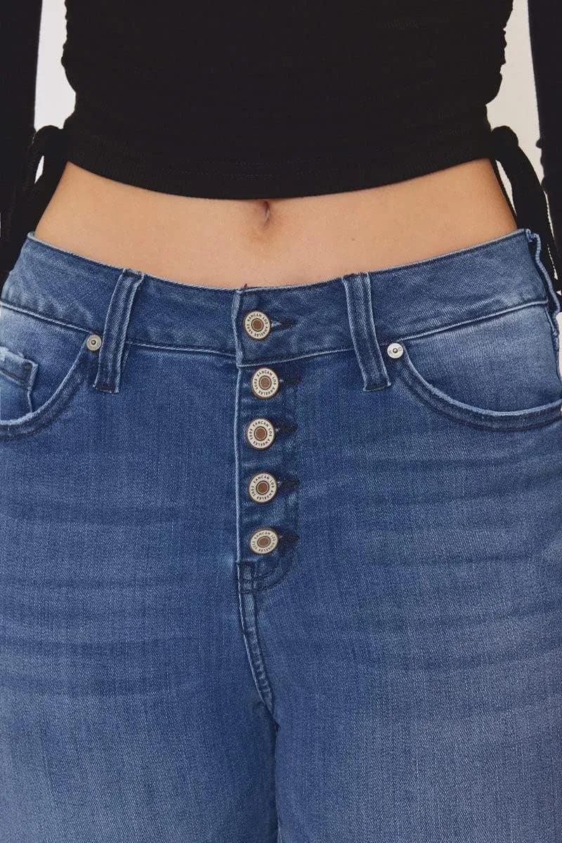 Kan Can USA Victoria High-Rise Exposed Button Wash Skinny Jeans - kc7113