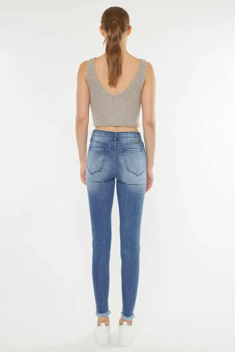 Kan Can USA Victoria High-Rise Exposed Button Wash Skinny Jeans - kc7113