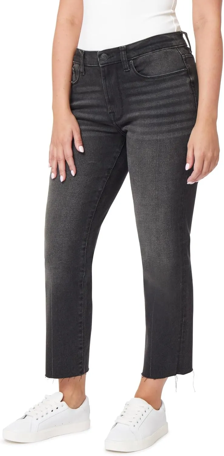 kensie Jeans Women's The Allie High-Rise Slim Straight Raw Hem 27-Inch Inseam, Sizes 0-16