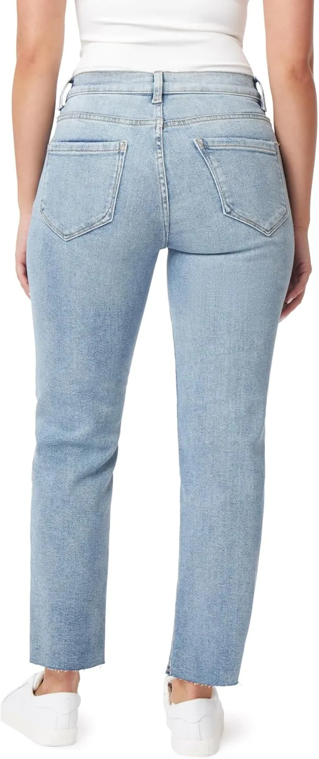 kensie Jeans Women's The Allie High-Rise Slim Straight Raw Hem 27-Inch Inseam, Sizes 0-16