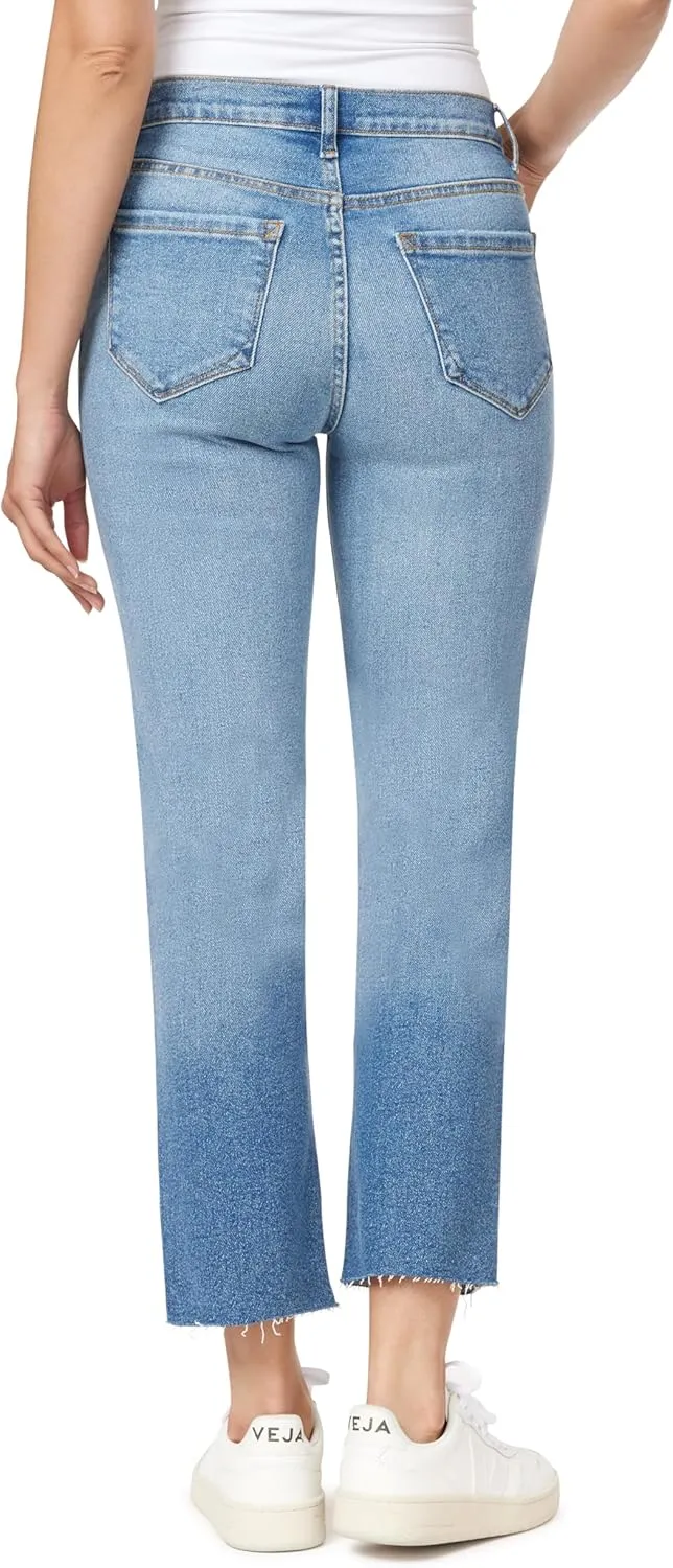 kensie Jeans Women's The Allie High-Rise Slim Straight Raw Hem 27-Inch Inseam, Sizes 0-16