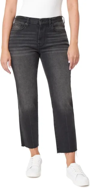 kensie Jeans Women's The Allie High-Rise Slim Straight Raw Hem 27-Inch Inseam, Sizes 0-16