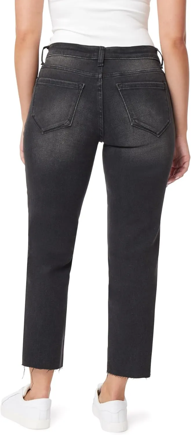 kensie Jeans Women's The Allie High-Rise Slim Straight Raw Hem 27-Inch Inseam, Sizes 0-16