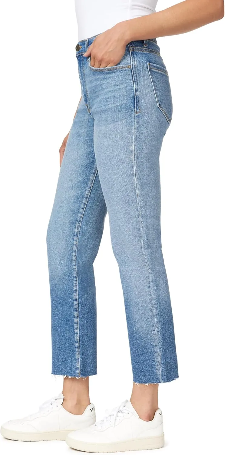 kensie Jeans Women's The Allie High-Rise Slim Straight Raw Hem 27-Inch Inseam, Sizes 0-16