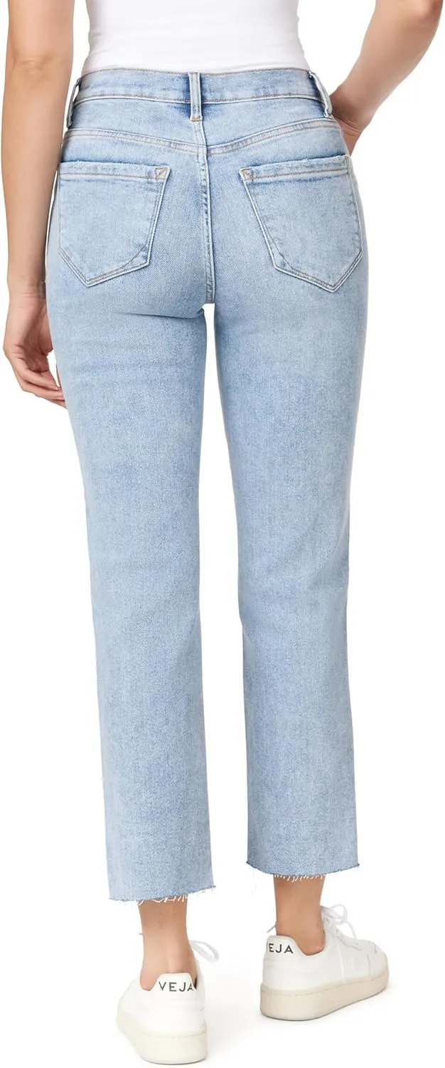 kensie Jeans Women's The Allie High-Rise Slim Straight Raw Hem 27-Inch Inseam, Sizes 0-16