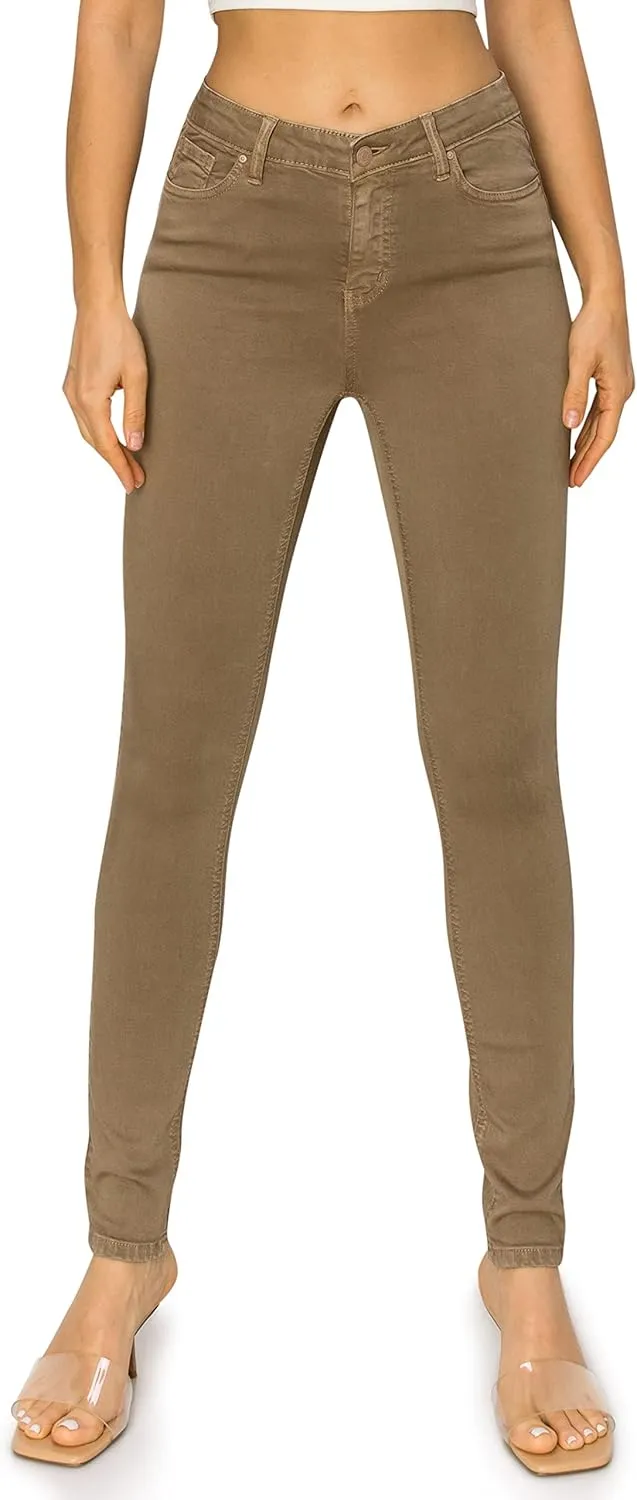 KHAKI & BLUE Cali1850 Women’s The Everyday Garment-Dyed Skinny Jeans – Soft Stretchy High Rise Comfy Casual Pants