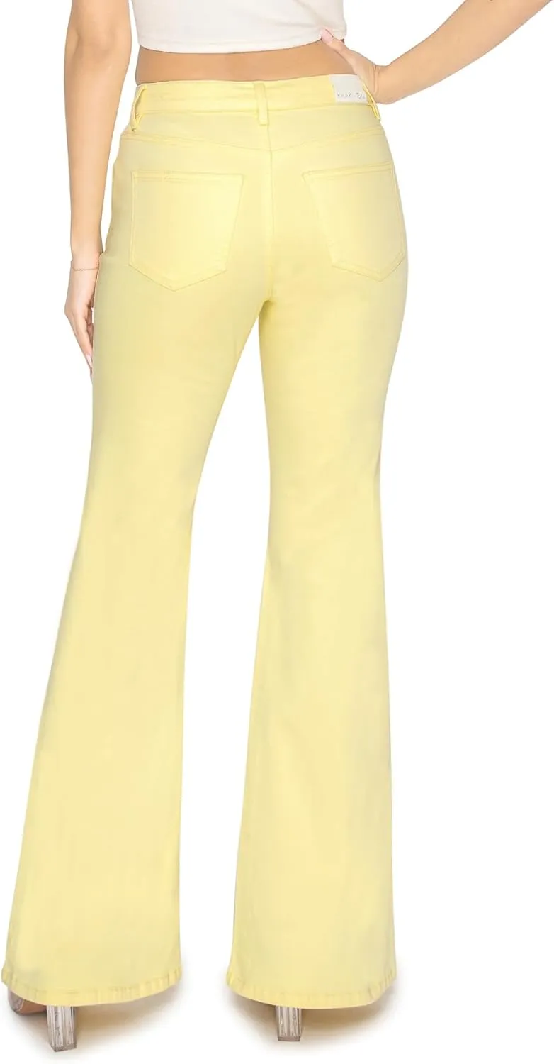 KHAKI & BLUE Women's The Everyday Garment-Dyed Flare Jeans – Soft Stretchy High Rise Comfy Casual Pants