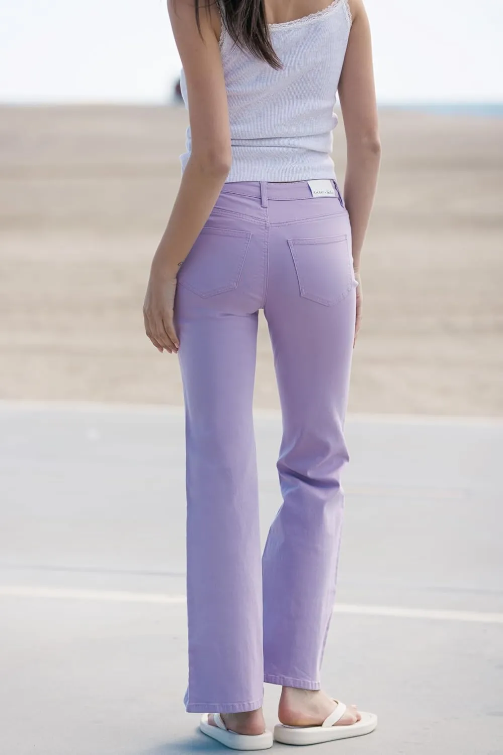 KHAKI & BLUE Women's The Everyday Garment-Dyed Flare Jeans – Soft Stretchy High Rise Comfy Casual Pants
