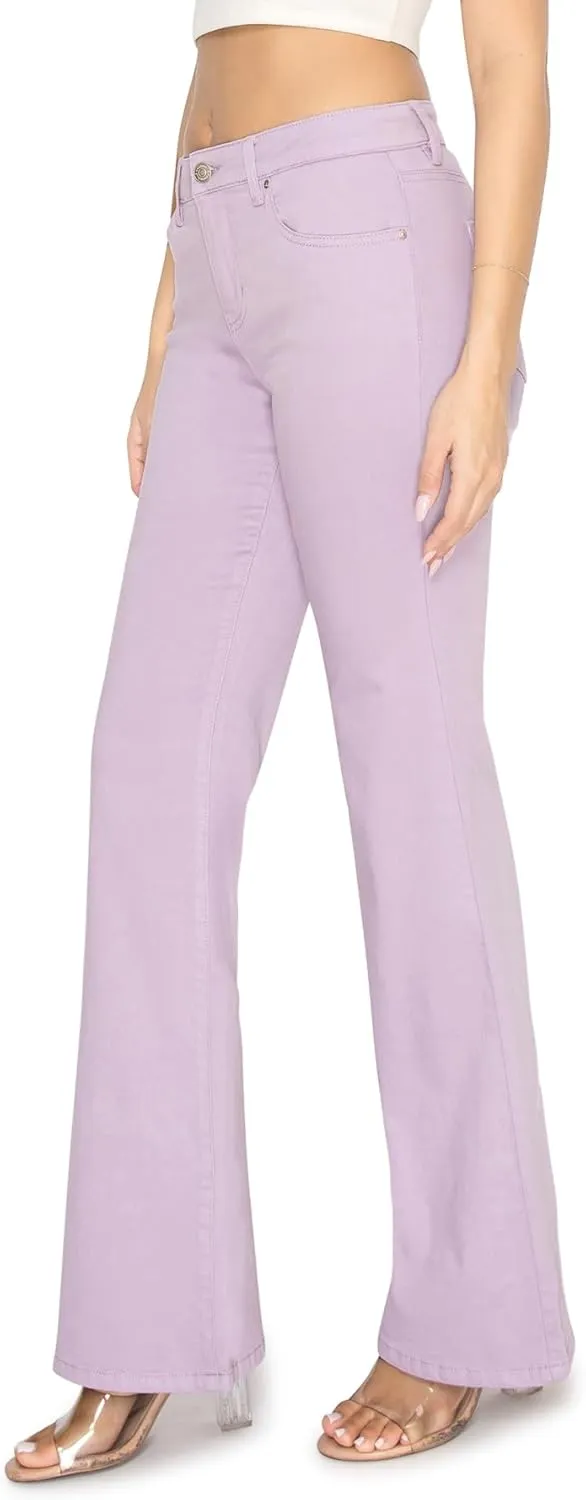 KHAKI & BLUE Women's The Everyday Garment-Dyed Flare Jeans – Soft Stretchy High Rise Comfy Casual Pants