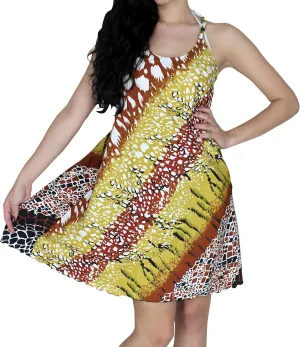 LA LEELA Women's Vacay Beach Summer Beachwear Dress Honeymoon Nightshirts Mini Slip Nighty 10-12 Sunflower_AC11