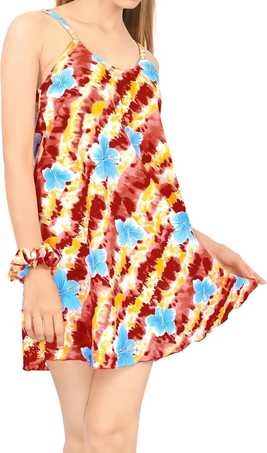 LA LEELA Women's Vacay Beach Summer Nightshirts Slip Nighty Spaghetti Strap Dress