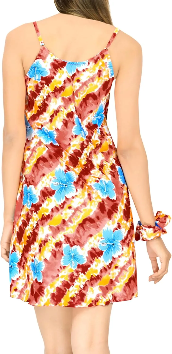 LA LEELA Women's Vacay Beach Summer Nightshirts Slip Nighty Spaghetti Strap Dress