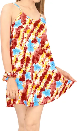 LA LEELA Women's Vacay Beach Summer Nightshirts Slip Nighty Spaghetti Strap Dress