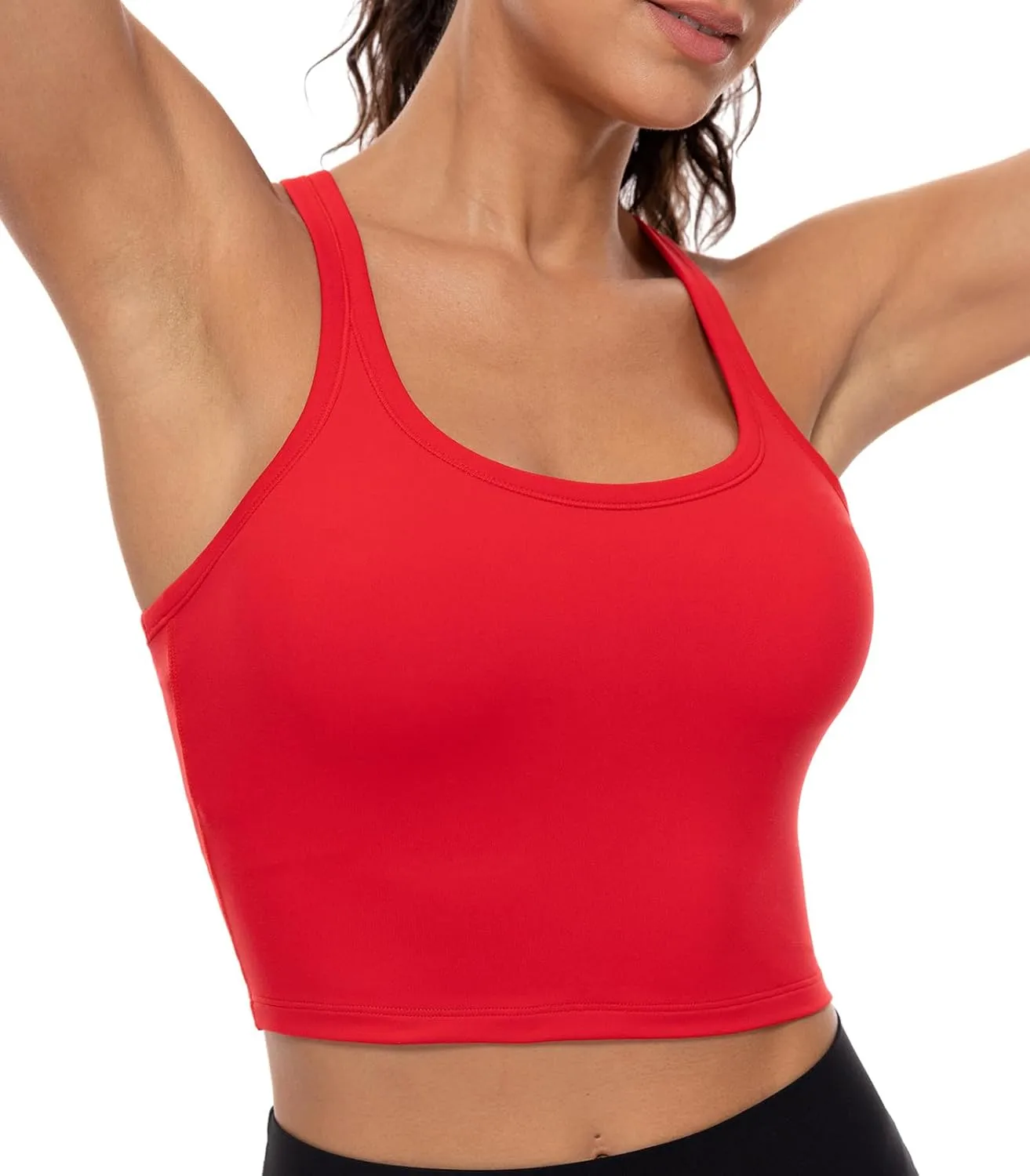 Lavento Women's Racerback Sports Bras Yoga Crop Top with Built in Bra