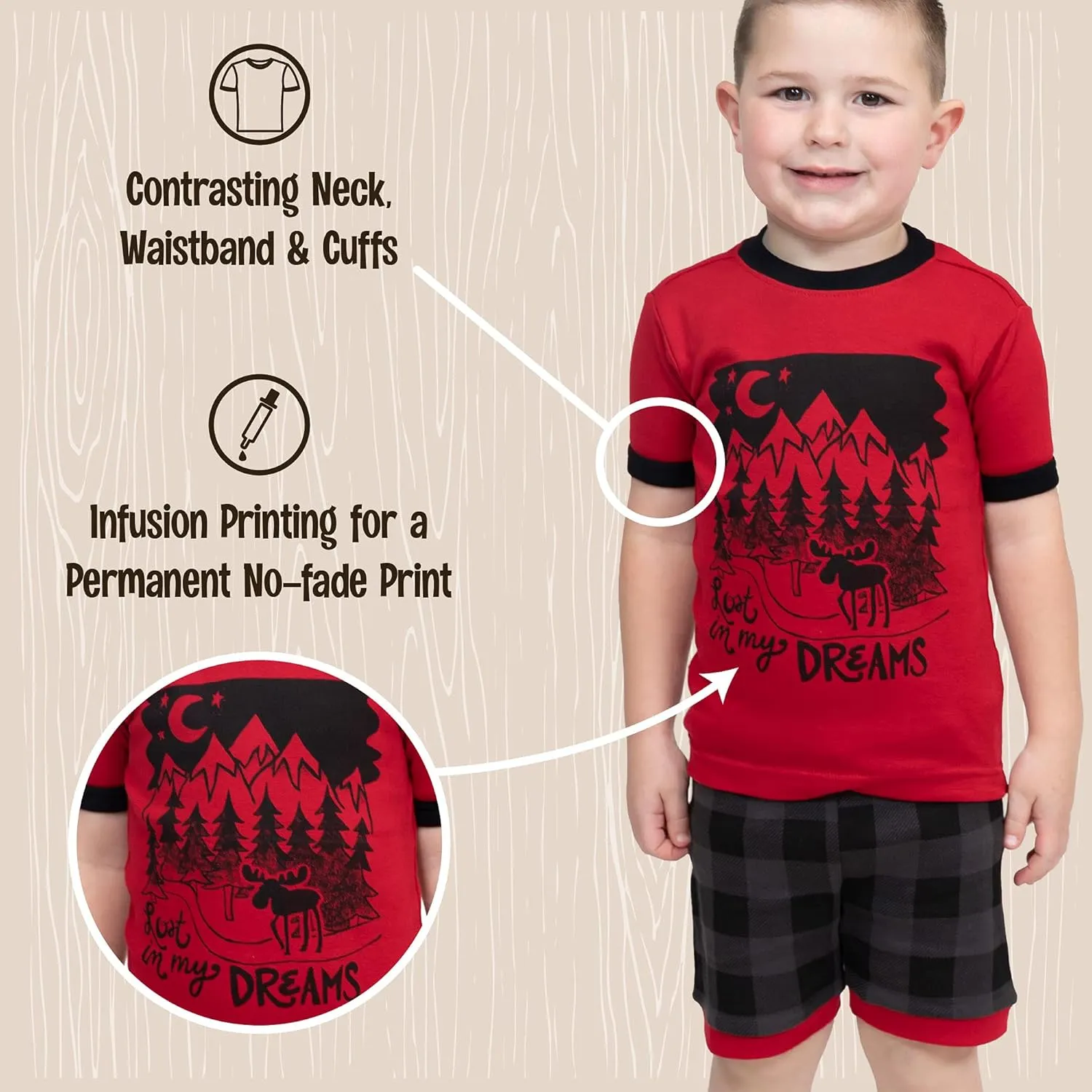Lazy One Short-Sleeved Summer Pajama Set for Girls and Boys, Kid Pajama Set