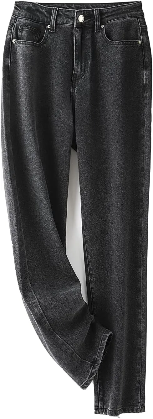 LEIJIJEANS Plus Size Women for Jeans Straight Fitting High Stretchy Jeans Highwaist Light Blue Full Length Mom Pants