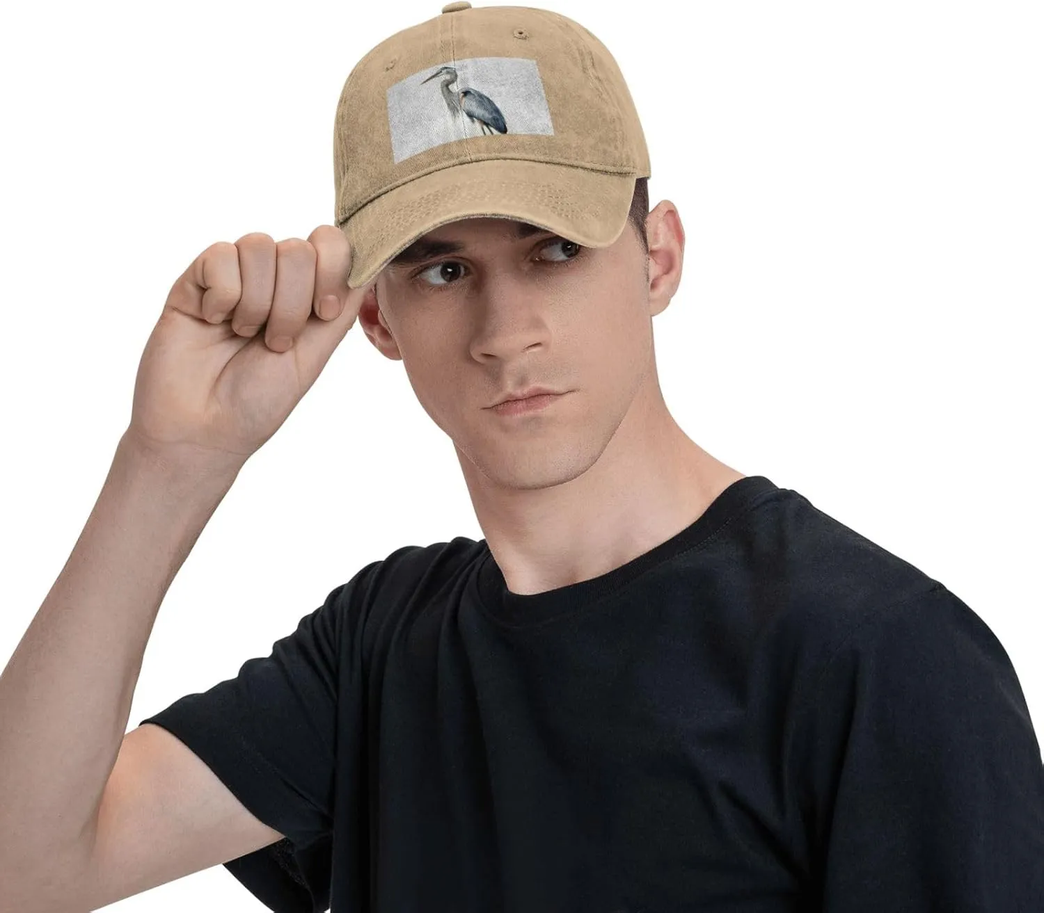 Long-Beaked Heron Unisex Baseball Cap Breathable Cotton Trucker Hat Classic Denim Dad Hat Summer Sun Hat