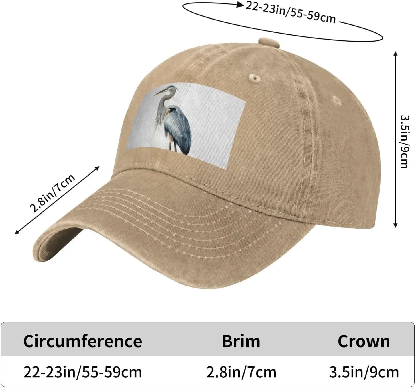 Long-Beaked Heron Unisex Baseball Cap Breathable Cotton Trucker Hat Classic Denim Dad Hat Summer Sun Hat