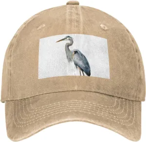 Long-Beaked Heron Unisex Baseball Cap Breathable Cotton Trucker Hat Classic Denim Dad Hat Summer Sun Hat