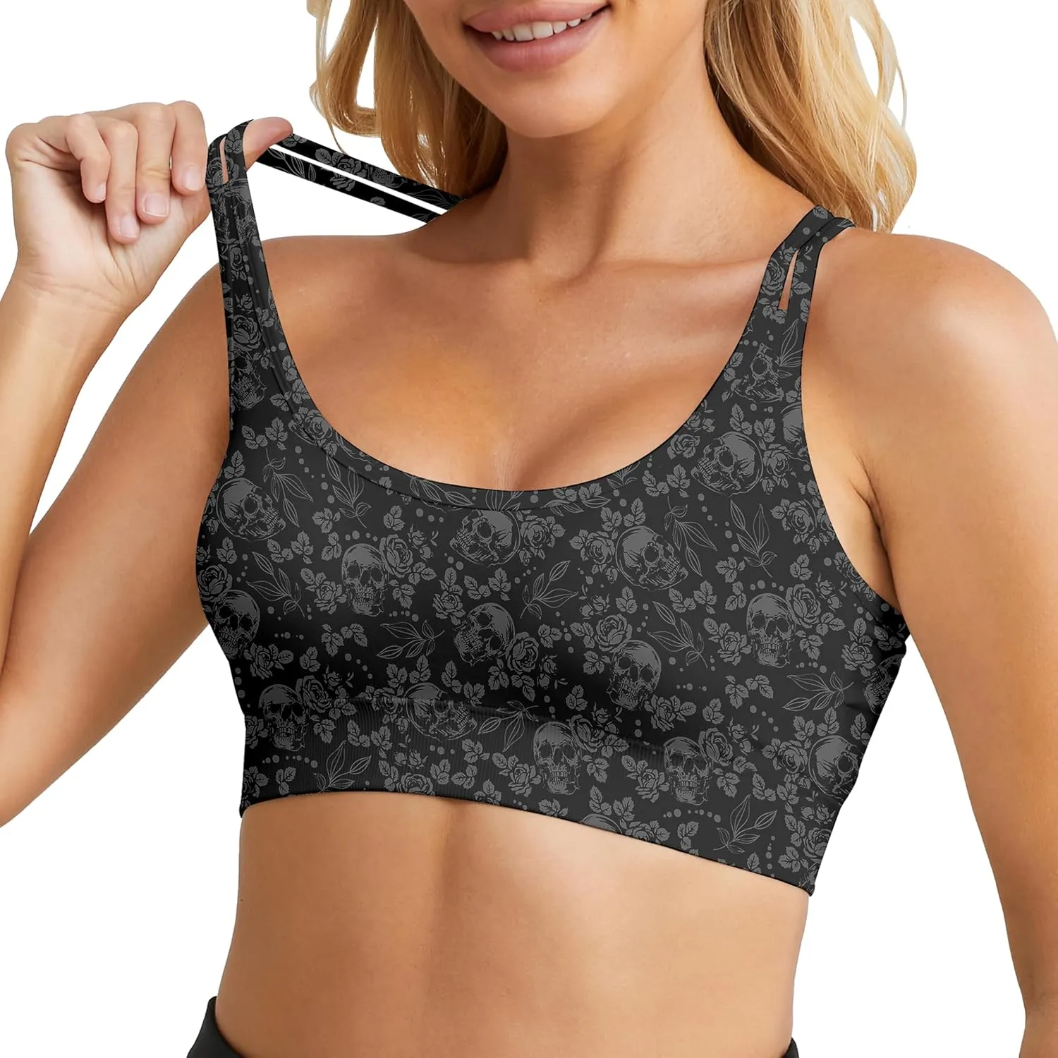 Longline Sports Bras Padded Pattern Workout Tank Tops Theme Party Outfit Crop Top Costumes for Women