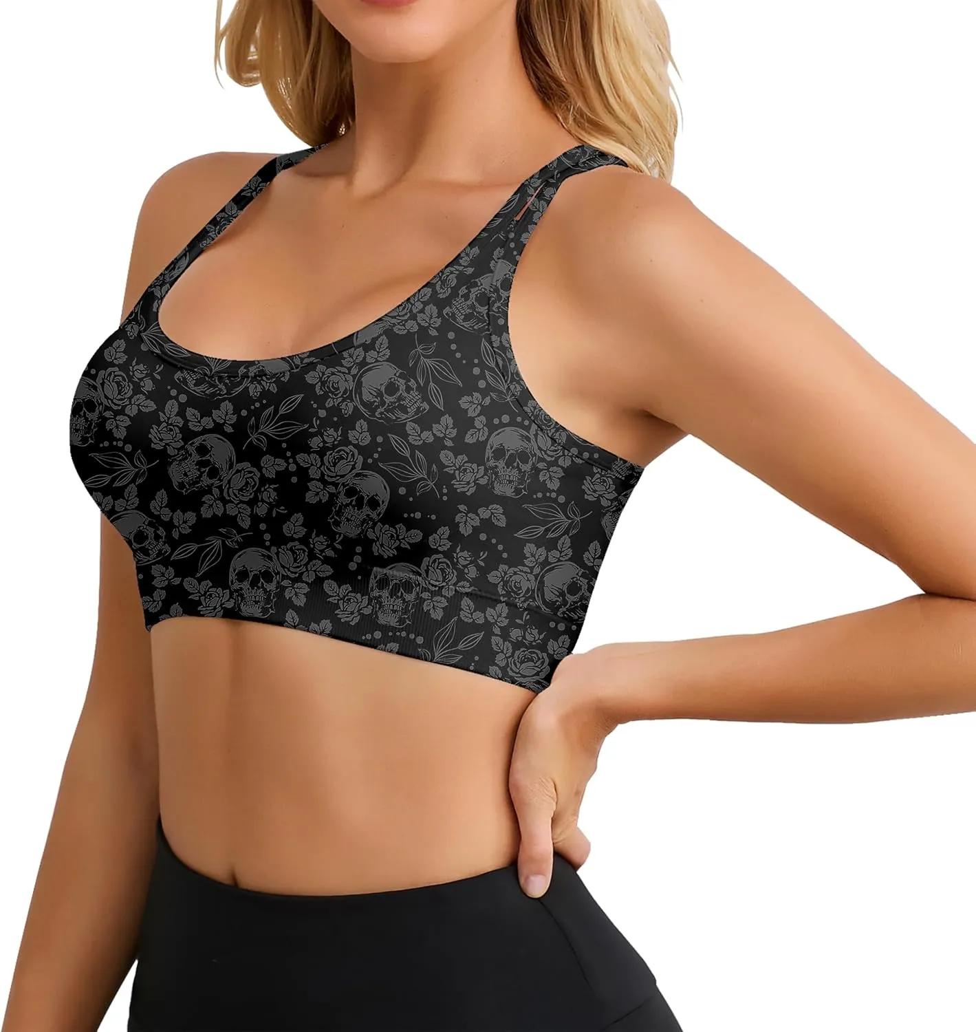 Longline Sports Bras Padded Pattern Workout Tank Tops Theme Party Outfit Crop Top Costumes for Women