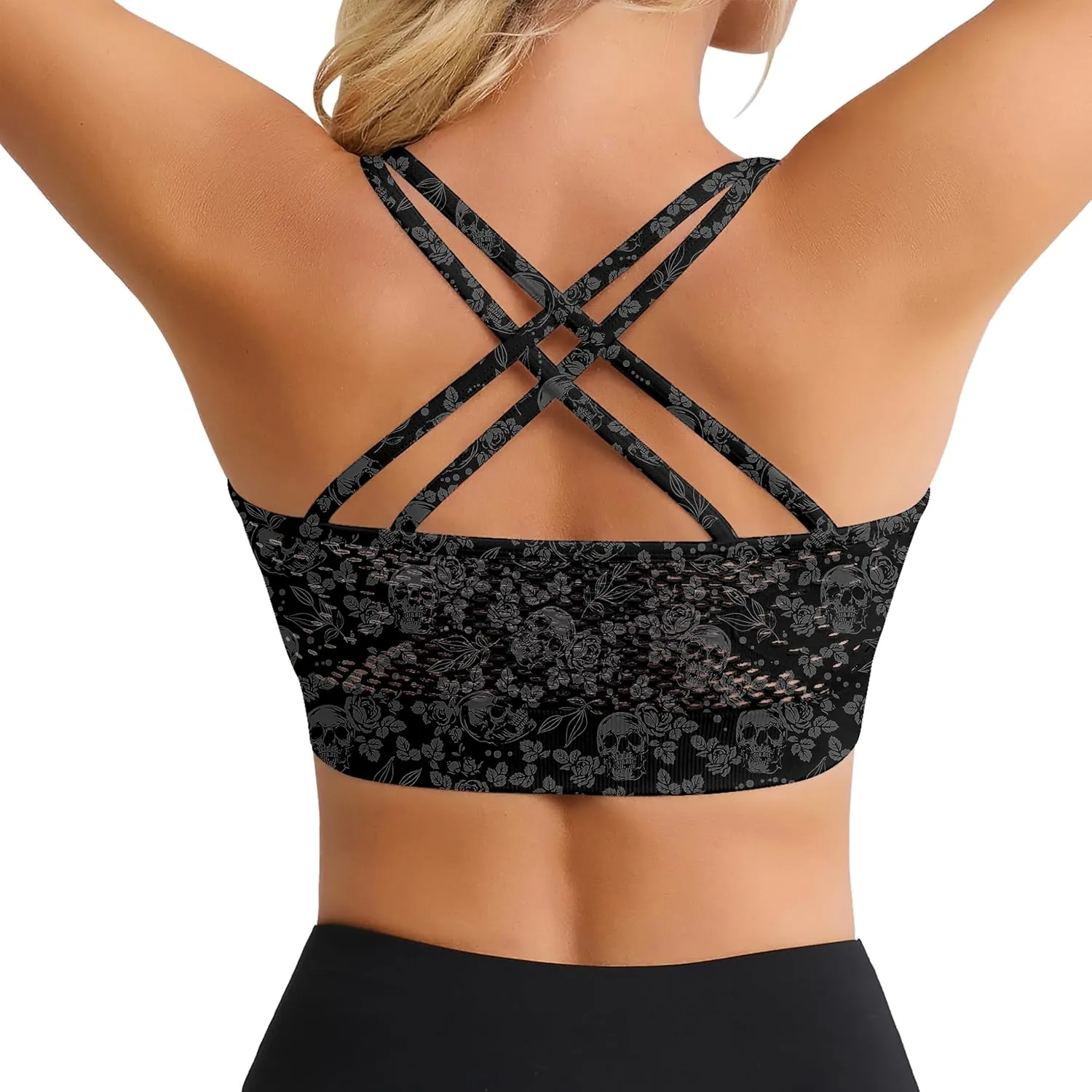 Longline Sports Bras Padded Pattern Workout Tank Tops Theme Party Outfit Crop Top Costumes for Women