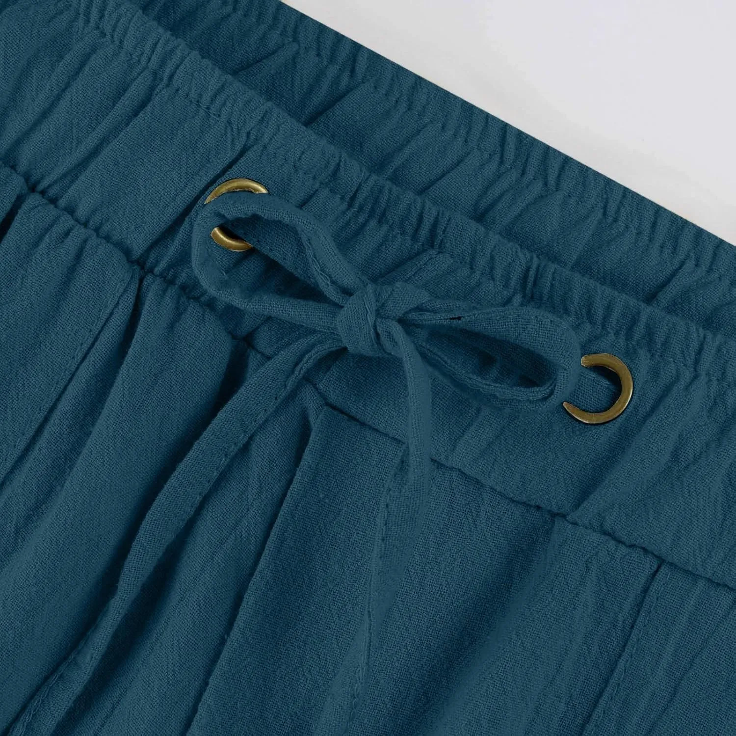 Low Rise Petite Linen Pants for Women Drawstring Elastic Waist Y2K Casual Flared Trouser Summer Loungewear Yoga Pants