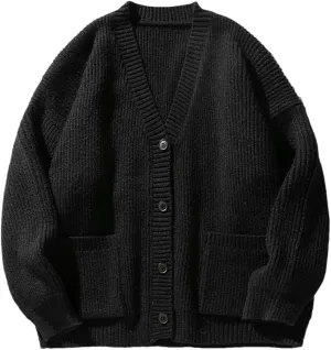 Men's Cardigan Sweater V-Neck Sweater Loose Soft Knit