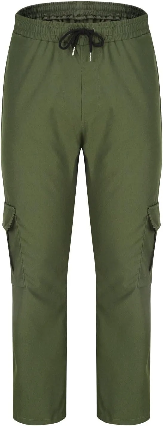Mens Cargo Joggers Pants Elastic Waist Casual Multi Pocket Lightweight Summer Loose Fit Workout Lounge Travel Pants