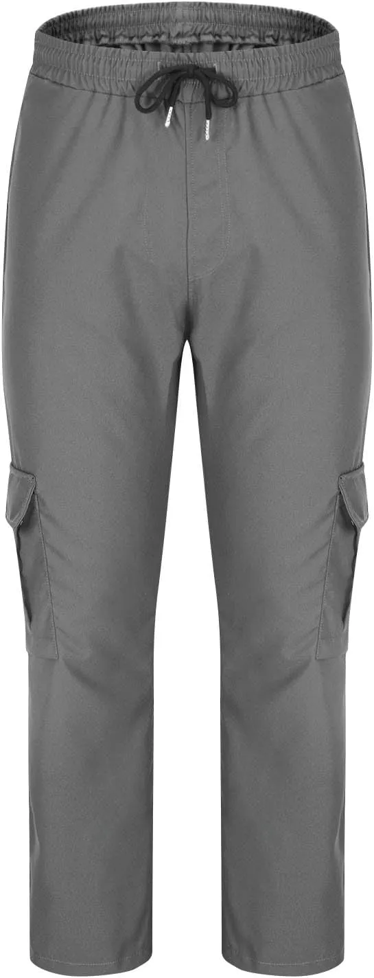 Mens Cargo Joggers Pants Elastic Waist Casual Multi Pocket Lightweight Summer Loose Fit Workout Lounge Travel Pants
