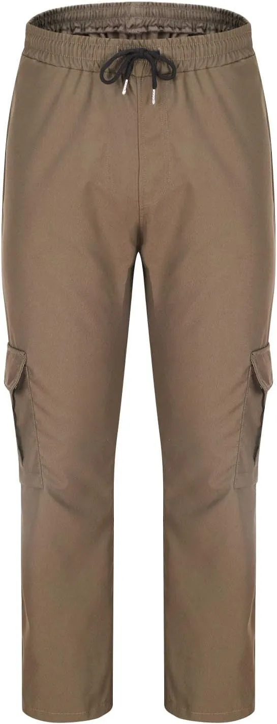 Mens Cargo Joggers Pants Elastic Waist Casual Multi Pocket Lightweight Summer Loose Fit Workout Lounge Travel Pants