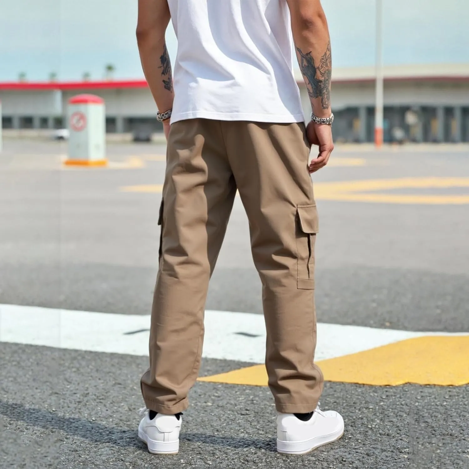 Mens Cargo Joggers Pants Elastic Waist Casual Multi Pocket Lightweight Summer Loose Fit Workout Lounge Travel Pants