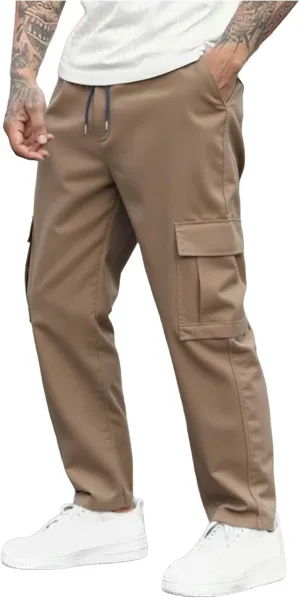 Mens Cargo Joggers Pants Elastic Waist Casual Multi Pocket Lightweight Summer Loose Fit Workout Lounge Travel Pants