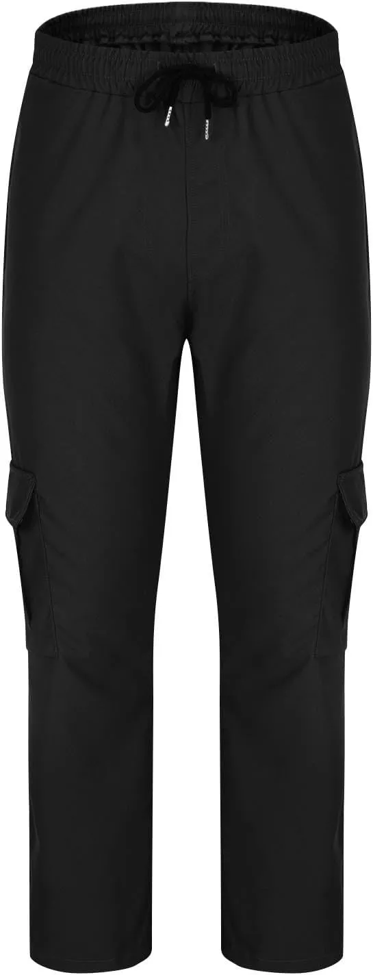 Mens Cargo Joggers Pants Elastic Waist Casual Multi Pocket Lightweight Summer Loose Fit Workout Lounge Travel Pants