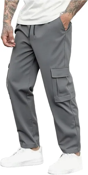 Mens Cargo Joggers Pants Elastic Waist Casual Multi Pocket Lightweight Summer Loose Fit Workout Lounge Travel Pants