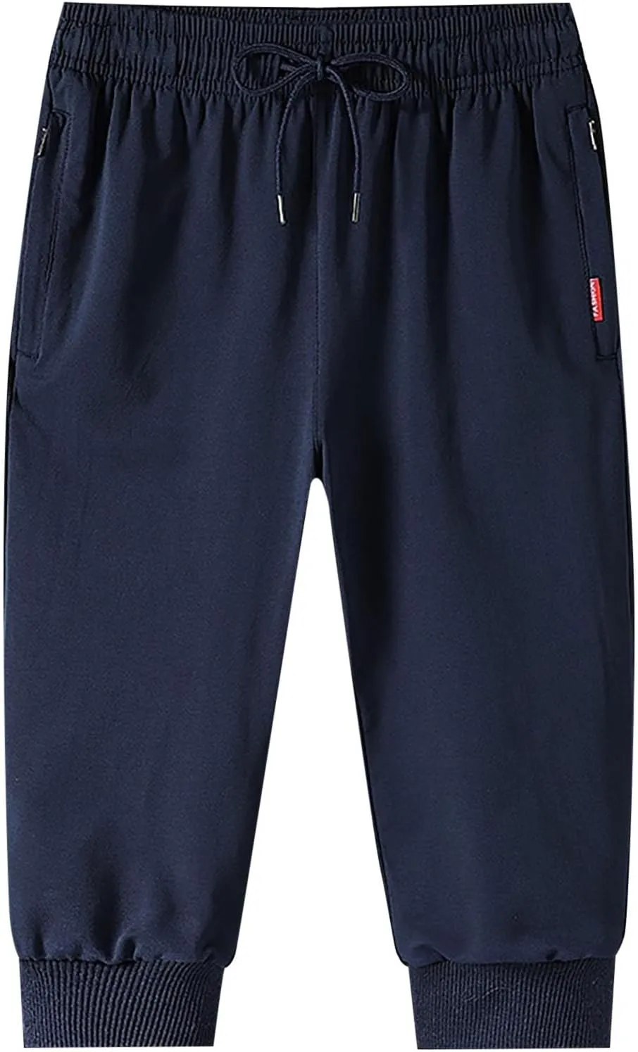 Men's Casual Cropped Pants Loose Fit Elastic Drawstring Waist Lightweight Summer Beach Pant Jogger Pants