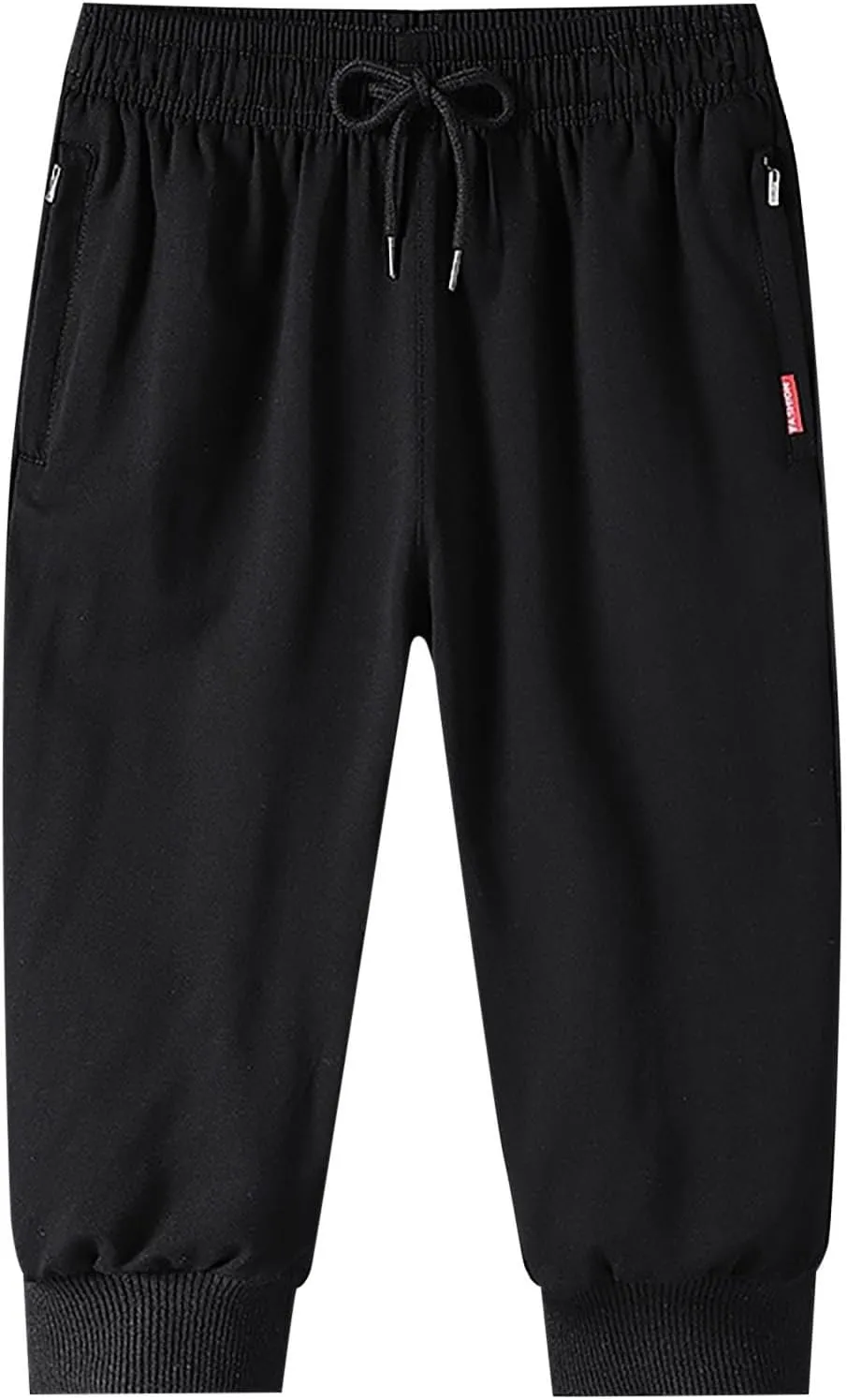 Men's Casual Cropped Pants Loose Fit Elastic Drawstring Waist Lightweight Summer Beach Pant Jogger Pants