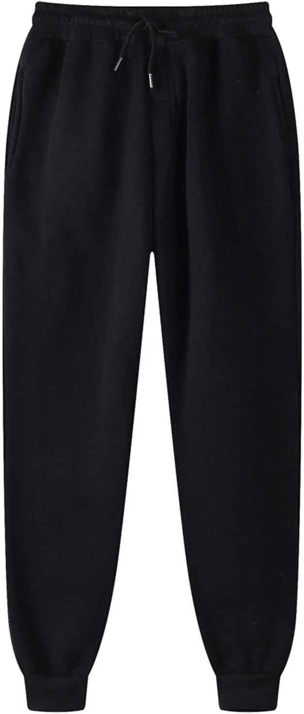 Mens Fleece Sweatpants with Pockets Hiking Cargo Pants Casual Outdoor Trousers with Pockets Athletic Straight Joggers