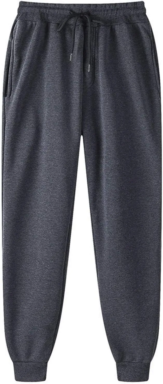 Mens Fleece Sweatpants with Pockets Hiking Cargo Pants Casual Outdoor Trousers with Pockets Athletic Straight Joggers