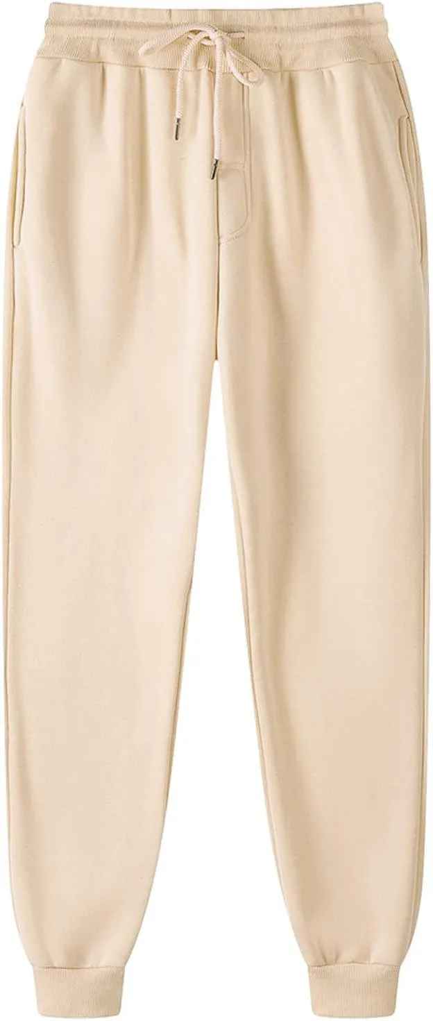 Men's Fleece Workout Sweatpants Drawstring Tapered Running Lounge Jogger Pants with Pockets Relaxed Athletic Pants