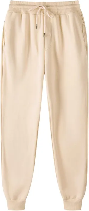 Men's Fleece Workout Sweatpants Drawstring Tapered Running Lounge Jogger Pants with Pockets Relaxed Athletic Pants